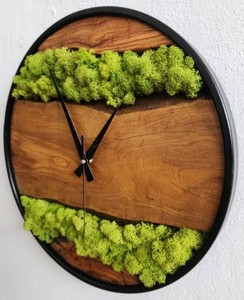 Horloge murale mécanique en bois, décoration en mousse, silencieuse, analogique, à suspendre, décoration de salon, décoration de la maison, fabrication artisanale, finition haut de gamme - Product Image 5