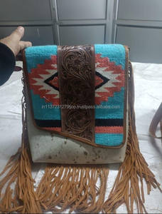 Hand Tooled Leather Handbag Real Cowhide Leather <b>Bag</b> Aztec Saddle Blanket Fringe <b>Bags</b> Sling Hot Selling <b>Bags</b> <b>for</b> <b>Women</b> - Product Image 2