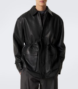 เสื้อแจ็คเก็ตหนังสีดำสำหรับผู้ชาย สไตล์ชุดทำงาน ปกคอพับ ปิดด้วยซิป ทรงหลวม ความยาวปกติ สีพื้น เนื้อผ้านุ่ม - Product Image 3
