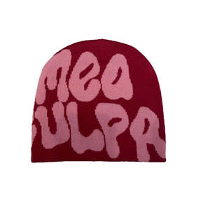 Bonnet unisexe en tricot jacquard à motif lettres blanc et bleu, style urbain, pour adulte, idéal pour l'hiver et les tenues décontractées - Product Image 5