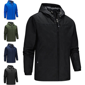 Men's Hooded Color Blocking Lightweight Polyester Jacket With Zipper Casual Autumn Outerwear - Product Image 3
