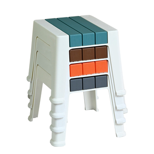 Modern Plastic <b>Stool</b> with Colorful Panels Stackable Home Furniture for Living Room Use - Product Image 1