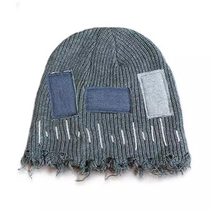 Soft beanie jacquard distressed knitted hat stretch fabric <b>winter</b> <b>cap</b> textured pattern casual streetwear unisex style daily wear - Product Image 5