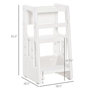 Torre di Arrampicata Bianca per Interni con Piattaforma Regolabile e Tappetino Antiscivolo, Sgabello Ausiliario per Camera da Letto, Cucina, Bagno - Product Image 3