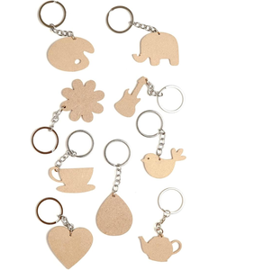 MDF Keychain High Quality Factory Custom Made Logo MDF <b>Keyring</b> With Metal <b>Rings</b> For Home Keys - Product Image 1