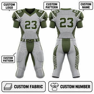 Ensemble d'uniformes de football américain personnalisés en polyester, col en V, manches courtes, tissu respirant, pantalon ajusté, adulte - Product Image 4