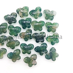 Piedra Preciosa Natural de Ágata Musgosa Tallada en Forma de Mariposa, Cristal Briolette de 14mm, Piedra Suelta para Fabricación de Joyería, Venta al Por Mayor - Product Image 3