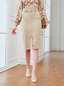 New <b>Brown</b> <b>Pencil</b> <b>Skirt</b> for Women Knee Office Women Genuine Lambskin Leather Short <b>Skirt</b> Party Black Wear Designer <b>Skirts</b> - Product Image 6