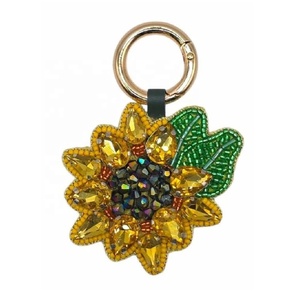 Modern Flower Hand Beaded Bag Charm and Keychain Hold to Keys or Bag Charm Keychain Use for Handbag Totes or <b>Backpacks</b> Keychain - Product Image 3