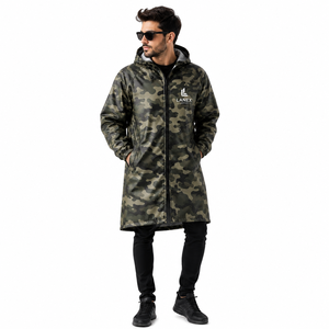 Manteau long camouflage personnalisé par sublimation, imperméable, à capuche, coupe-vent, vêtements de pluie d'extérieur, logo personnalisé, homme femme - Product Image 2