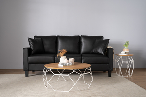 Industrial Metal Base <b>Round</b> Coffee <b>Side</b> <b>Table</b> and Natural Wood Top for Living Room and Residential Projects - Product Image 3