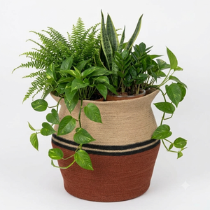 Maceta Portátil Tejida a Mano de Hierba Marina con Patrón a Rayas para Decoración de Jardín, Patio y Hogar - Product Image 4