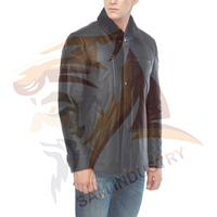 Vestes en cuir à motifs unis pour hommes, vente directe d'usine, vestes d'hiver en cuir véritable pour hommes en gros