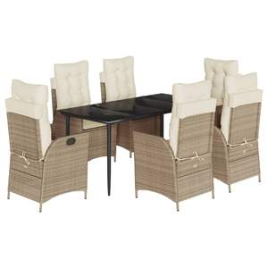 Conjunto de Comedor para Jardín Mediano en Ratán Sintético PE Beige, Negro, Crema y Blanco, Colección de Muebles de Ratán Sintético PE Elegante y Duradero - Product Image 2
