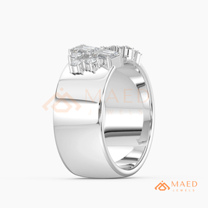 Anillo de Moissanita de Lujo para Mujer, Plata de Ley, Corte Esmeralda, Banda Abierta, Joyería de Boda, Elegante para Uso Diario, Regalo - Product Image 5