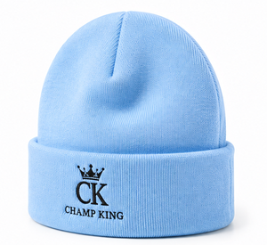 หมวกบีนนี่สีฟ้าอ่อน Champ King ปักโลโก้ หมวกฤดูหนาว สไตล์ลำลอง - Product Image 5