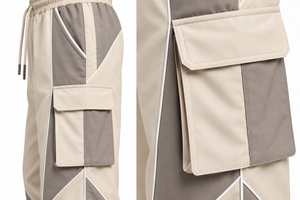 <b>Men's</b> Color Blocked Wide Leg Cargo Pants Elastic Waist Drawstring Multiple Pockets Casual Breathable Spring Style - Product Image 4