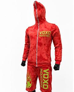 Conjunto de Sudadera con Capucha Roja para Hombre VOXO INDUSTRIES, Estampado por Sublimación, Estilo Urbano, Corte Regular, Tejido de Felpa Transpirable, 100% Algodón - Product Image 1