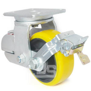 Dashi DS91 Polyurethan Eisen Schwerlast-Schwenkrolle mit Federung, Verriegelung, Kugellager und Stoßdämpfung in 6/8 Zoll Größen - Product Image 1