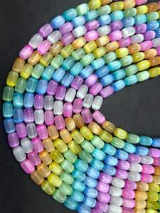 Perles de sélénite arc-en-ciel naturelle, forme tube, magnifique couleur arc-en-ciel, haute qualité, brin complet de 15,5 pouces - Product Image 3
