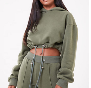 Hoodie court en molleton doux pour femme, sweat-shirt court à manches longues, style décontracté streetwear, coupe confortable, tenue tendance - Product Image 6