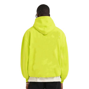 Sweat à capuche jaune fluo pour homme, personnalisable avec logo, en molleton épais, poche kangourou, OEM ODM, couleur personnalisée, sweat à capuche épais pour homme - Product Image 3