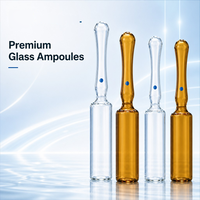 Ampoules en verre transparent bleu ambre, disponibles en plusieurs tailles, flacons en verre vides pour le stockage de liquides, vendus en gros.
