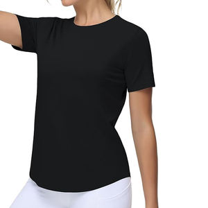 T-shirts pour femmes Pure Comfort en gros, coton et polyester, col rond classique, été, écologiques, séchage rapide, couleurs et tailles personnalisées - Product Image 5