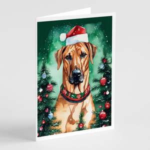 Whimsical A7 tamaño 5x7 Paquete de 8 tarjetas de felicitación de Navidad Rhodesian Ridgeback en blanco con sobres TARJETAS DE NOTAS - Product Image 1