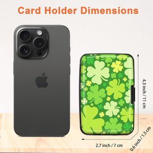 Porte-cartes en alliage d'aluminium anti-RFID, petit portefeuille en métal pour les petites entreprises, trèfle porte-bonheur pour femmes et hommes - Product Image 2