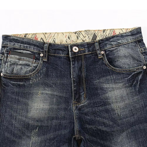 Pantalones Vaqueros de Mezclilla de Calidad Superior para Hombre, Corte Recto, Lavado Desgastado, Cintura Media, Estilo Urbano, Venta al por Mayor, Transpirables, de Secado Rápido - Product Image 3