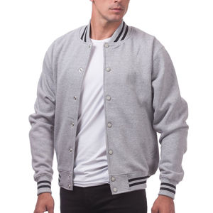 Chaqueta Varsity Gris para Hombre, Algodón y Poliéster, Forro Polar, Cierre de Botones, Cuello Camisero, Corte Regular, para Otoño - Product Image 1