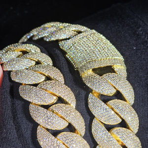 925 Silver Gold Plated Moissanite Cuban Link <b>Chain</b> Necklace <b>Iced</b> <b>Out</b> Bold Jewelry for Unisex Party Wear - Product Image 6
