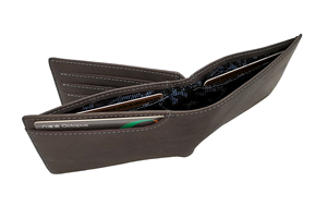 [La Mejor Oferta] Cartera Bifold Unisex Castello con Protección RFID, de Cuero Genuino Suave, Cierre de Broche, Forro de Poliéster, Grabado en Relieve, Negro/Marrón Oscuro - Product Image 3