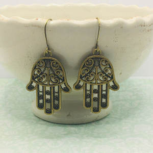 Pendientes Colgantes Mano de Hamsa de Plata de Ley Vintage para Boda y Fiesta, Joyería de Protección contra el Mal de Ojo a Precio Mayorista - Product Image 4