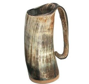 Mug à boire en corne de buffle naturelle de qualité supérieure, fait main, style animalier poli, durable, mug à bière en céramique - Product Image 1