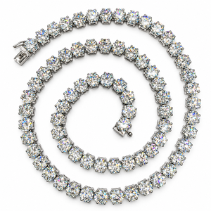 Moissanite Necklace in 925 Sterling <b>Silver</b> Rhodium Plated Prong <b>Set</b> Luxury Jewelry for Unisex Anniversary Engagement & Party - Product Image 2