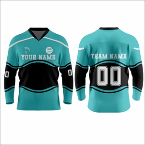 Custom Printed <b>Mesh</b> Hockey Jersey V Neck Team Uniform Long Sleeve Sports Shirt Spring Summer Front Name Number OEM ODM Supplier - Product Image 1