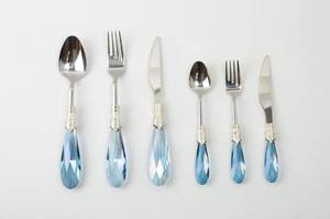 Juego de cubiertos de acero inoxidable con mango de resina, cuchara, tenedor, cuchillo, vajilla colorida, utensilios reutilizables, juego de cocina - Product Image 2