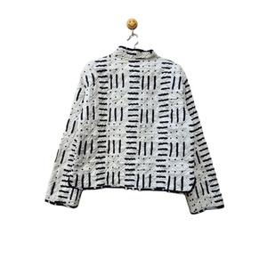 Veste en coton matelassée réversible vintage indienne faite à la main, écologique, avec motif unique imprimé au bloc, rayures, coupe douce, col en V, en lin - Product Image 6