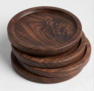 Restaurant Hotel Home Solid Wood Round <b>Drink</b> <b>Coaster</b> Acacia Walnut Rubber Wood Coffee Tea Cup <b>Coaster</b> Wholesale Supplier - Product Image 1