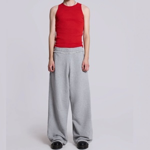 Men's Gray <b>Elastic</b> Waist Sweatpants <b>With</b> Side Pockets Casual Loose Fit Midweight Cotton Knitted Pants Spring Style - Product Image 2