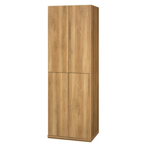 Meuble de rangement moderne en bois brun pour salon ou bureau, 2 compartiments, porte à panneau plat, design minimaliste, avec roulettes - Product Image 1