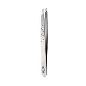 Pince à épiler professionnelle pour sourcils, plaquée or, en acier inoxydable, pointe inclinée, durable, logo personnalisé - Product Image 1