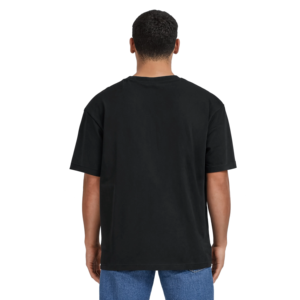 T-shirt noir surdimensionné personnalisé pour homme, en coton épais, coupe ample à épaules tombantes, style streetwear - Product Image 2