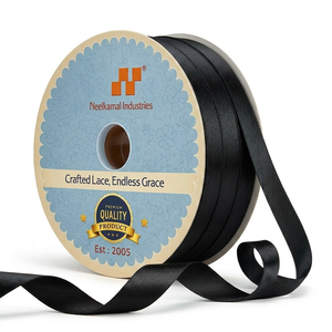 Ruban satiné noir simple face de 6 mm pour boîtes à montres, pochettes cadeaux, décorations de scrapbooking, corsages, attaches DIY, rouleaux - Product Image 1