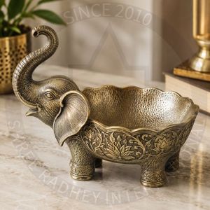 Luxury <b>Elephant</b> Metal Bowl Sculpture Handmade Decorative Animal Bowl for Tabletop Decor - Product Image 4