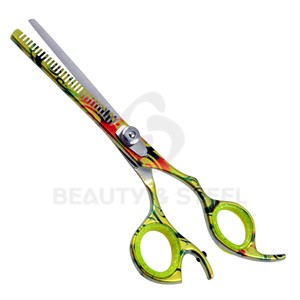 Ciseaux professionnels pour la texture des cheveux, motif rouge, blanc et bleu, avec 27 dents de précision pour une texturisation avancée - Product Image 6