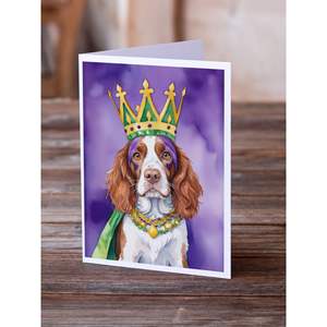 Welsh Springer Spaniel King Mardi Gras Whimsical A7 Note Cards Pack 8 Tarjetas en blanco con sobres Tarjetas de felicitación de tamaño 5x7 - Product Image 2