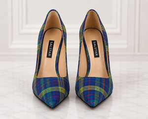 Escarpins à talons hauts en tartan pour femmes, élégants, à bout pointu, style stiletto, chaussures de marque privée, écossaises de haute qualité pour mariage et soirée - Product Image 3